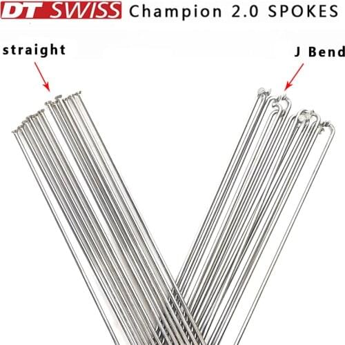Bicycle Spokes DT Swiss Champion 2.0 Round Spokes J-bend/straight Pull Head Bicycle Spokes Silver Bicycle Spokes with Copper Cap