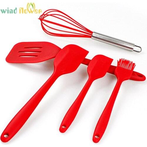 Wind Flower 5 Pcs FDA Cooking Kitchen Baking Utensils Hygienic Coating Bakeware Sets Kit Silicone