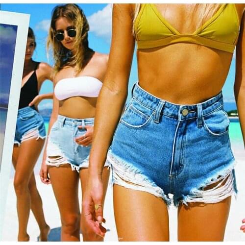 2020 Summer Mini Denim Shorts For Women Fashion High Waist Hole Distressed Tassel Short Jeans Mujer Skinny Sexy Ropa Hot Panties