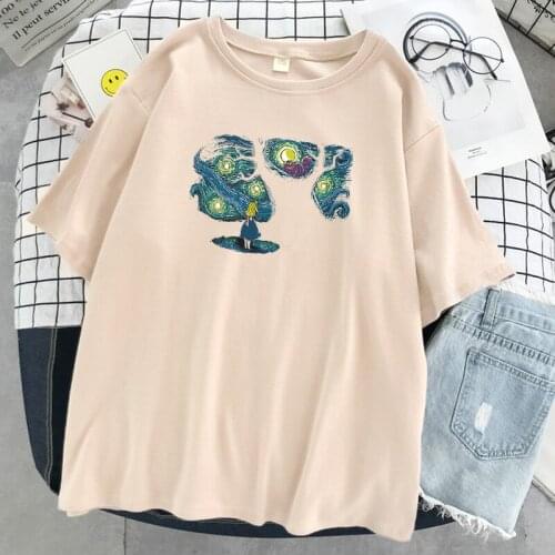 Cartoons Starry Wonderland Street Printing Womens T Shirts Loose Soft Creativity Summer T Shirt Cartoon Oversize Women Clothing