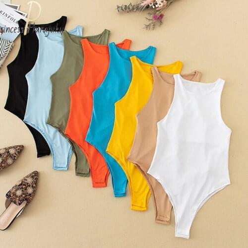 2021 New Casual Sexy Women Vest Sleeve Knitted Skinny Bodysuit Summer Autumn Solid Square Collar White Black Body Top Jumpsuit