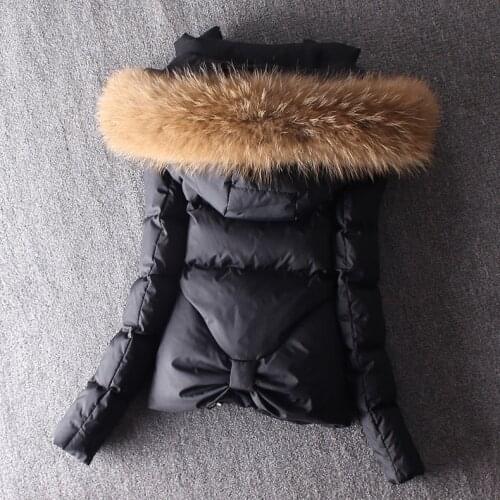 2021 Winter jacket women short down jackets Real Raccoon Fur coat hooded womens thicken down coat Womens parka slim outerwear