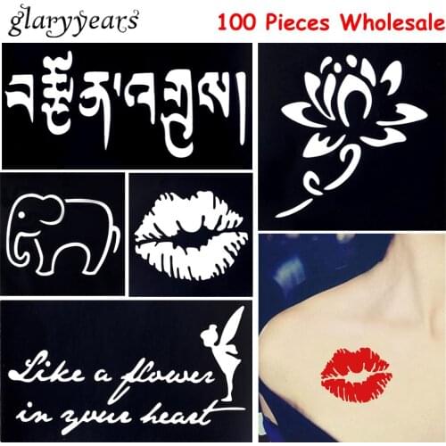 100 Pieces Wholesale Small Henna Stencil Sexy 228 Design Waterproof Tattoo Product Glitter Body Art Tattoo Sticker Template 2019