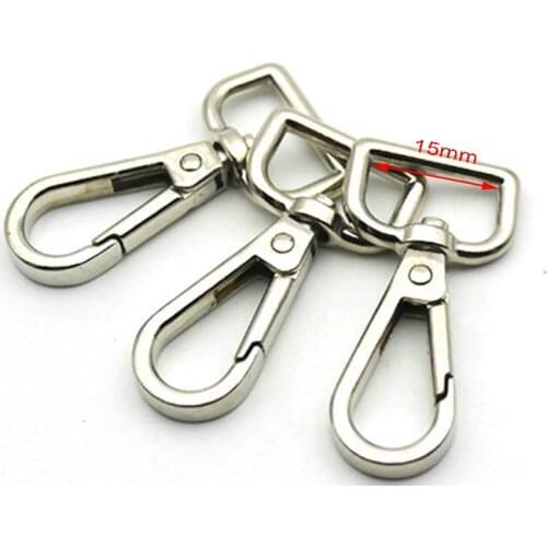 15mm spring hook PUSH gate hooks Metal swivel snap hooks