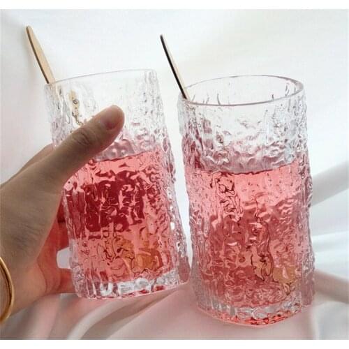 280/350ml Nordic Style Irregular Pattern Glass Transparent Handmade Cup Heat Resistant Milk Juice Tea Drink Mug Coffee Water Cup