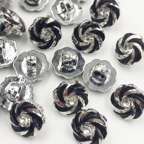 30/50/150PCS 12MM Silver New Plating Buttons With Rhinestones Shank DIY Apparel Sewing Accessories Shirt PH321