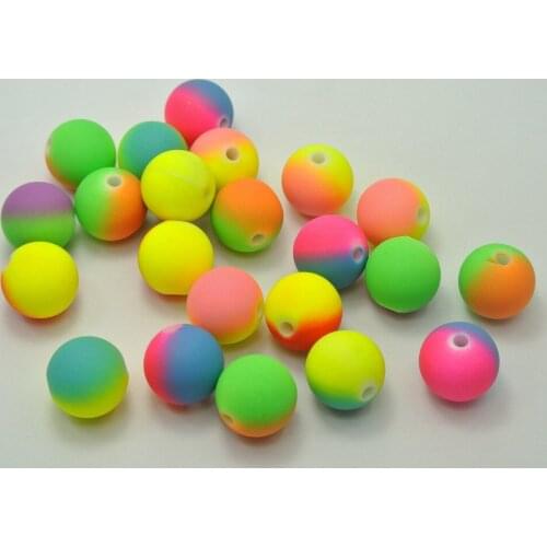 30 Multi-Color Neon Beads Acrylic Round Beads 16mm(0.63") Rubber Tone