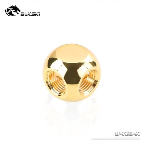 BYKSKI G1/4'' 3 Way Cubic spliter Water Cooling necessary Accessories adapter,black,white,silver,gold,blue B-TE3-X gadget