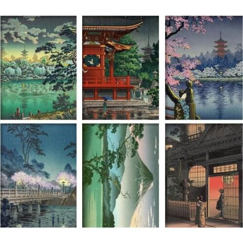 DIY diamond painting cartoon Japanese architecture full diamond mosaic landscape cross stitch kit home decor can be customized