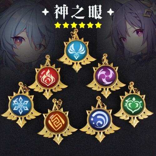 Anime Genshin Impact Eye of God Klee Paimon Keqing Knitting Bracelets Hand Chain Wristband Jewelry Metal Pendant Keychain Gift