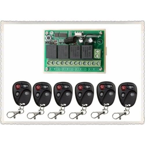 DC12V 4CH 10A Wireless Remote Control Switch System teleswitch 1*Receiver + 6 *Transmitters for Appliances Gate Garage Door