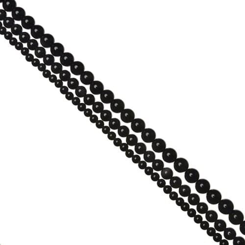 Shining Black Stone Beads 6/8/10mm Black Obsidian Stone Loose Beads For Diy Jewelry Making 16inch H749
