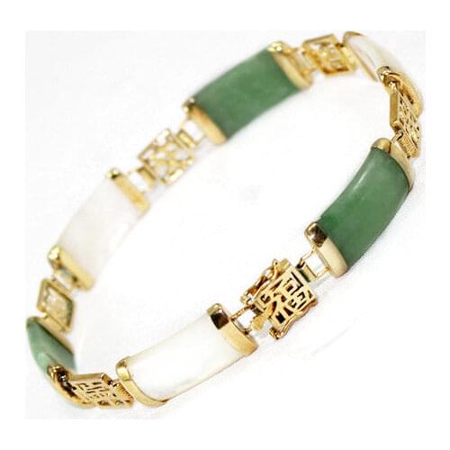 Wholesale price 16new ^^^^Stunning Green /White stone Link Jewelry bracelet 7.5" AAA C15
