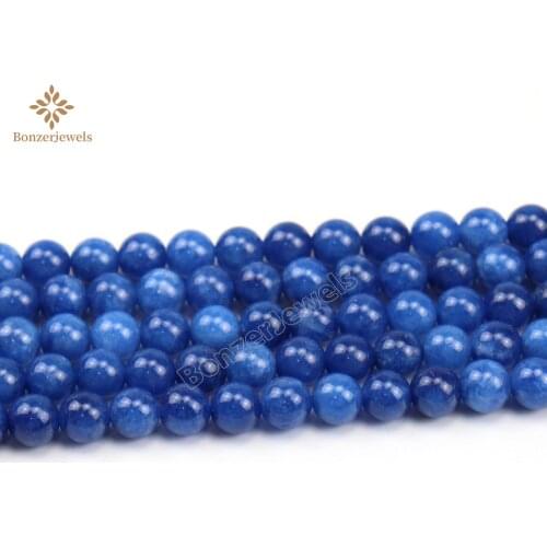 Natural Kyanite Blue Jades Stone Beads Round Loose Spacer Beads For Jewelry Making Diy Bracelet Necklace Earrings 6 8 10 12mm