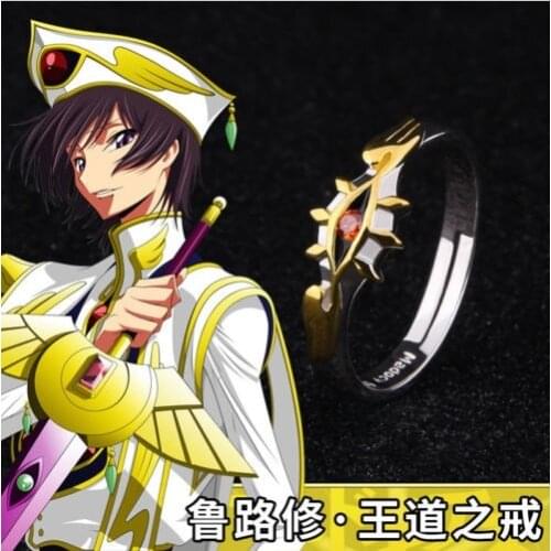 Code Geass Lelouch vi Britannia King Anime Adjustable Sterling Silver Ring #7