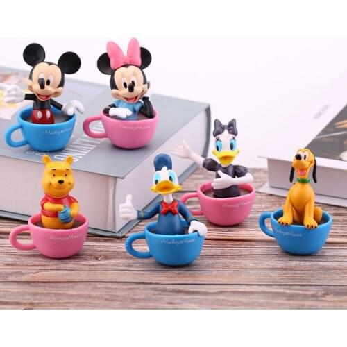 6Pcs/Set Disney Donald Duck Mickey Minnie Mouse Pooh Bear Action Figure Dolls Toy Funny PVC Cake Decoration Gifts for Kids