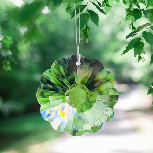 Sunflower Crystal Prism Suncatcher Chandelier Parts Clear Glass Faceted Garland Rainbow Maker Hanging Pendant Home Wedding Decor