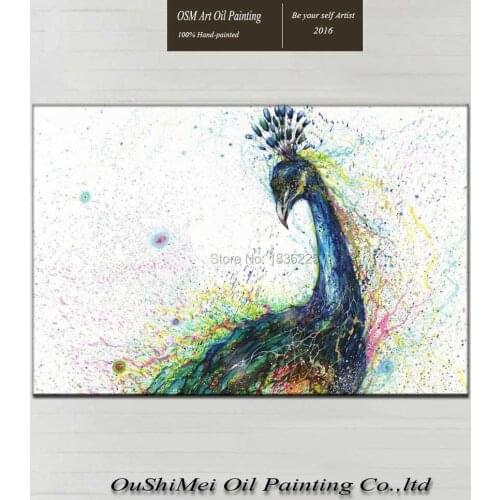 Handmade Peacock oil painting for living room wall beautiful animal oil painting on Canvas Home Decor Wall Poster