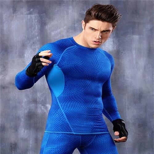 Fitness T shirt Men Compression shirts Tight tee shirts Mens Fashion MMA Base Shirt dress Quick Dry Workout Clothes