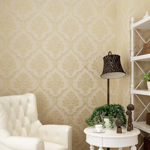 Beibehang European pressure Damascus Wallpaper Living Room Bedroom Sofa TV backdrop Luxury luxury background 3d wallpaper roll