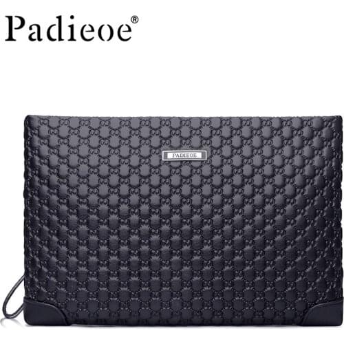 Padieoe Hot Sale Genuine Leather Clutch Bag for Men Fashion Brand Real Cowhide Top Quality Bags Wristlet Handcraft Male Purse
