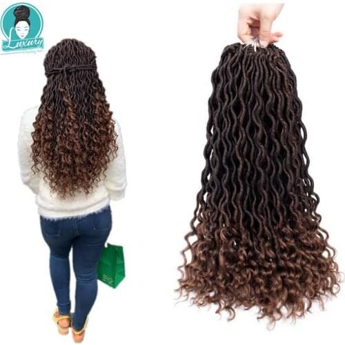 Luxury For Braiding 20" Goddess Faux Dreads Locs Crochet Braids Soft Natural Synthetic Hair Extension 24 Stands/Pack