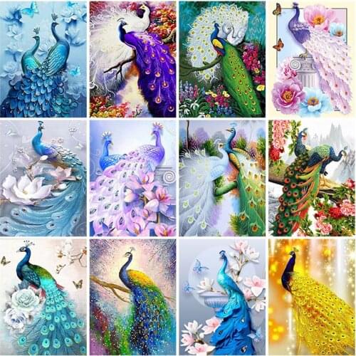 Diy Peacock 5D Diamond Painting Full Square Drill Cross Stitch Rhinestone Mosaic Animal Diamond Embroidery Mosaic Home Decor