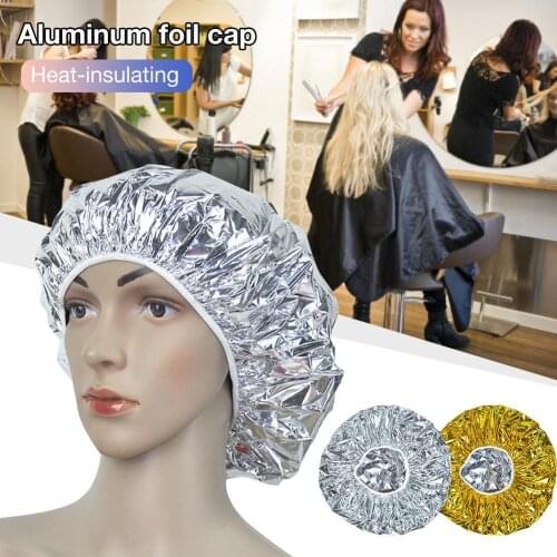 10Pcs Heat Insulation Aluminum Foil Hat Shower Cap Elastic Bathing Cap Hair Cover Waterproof For Women Hair Salon Bathroom