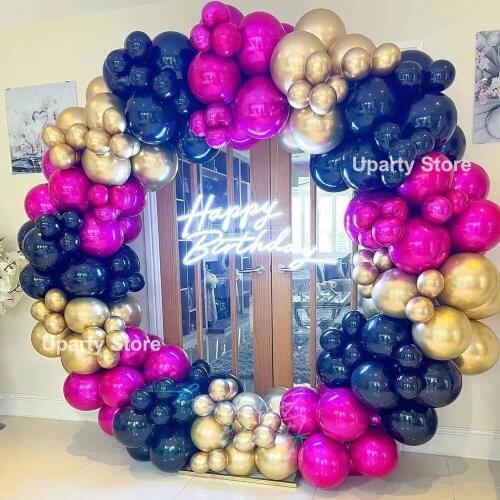162Pcs Pear Rose Red Balloons Arch for Birthday Decorations Girls Black Rose Red Chrome Gold Balloon Garland Wedding Party Decor