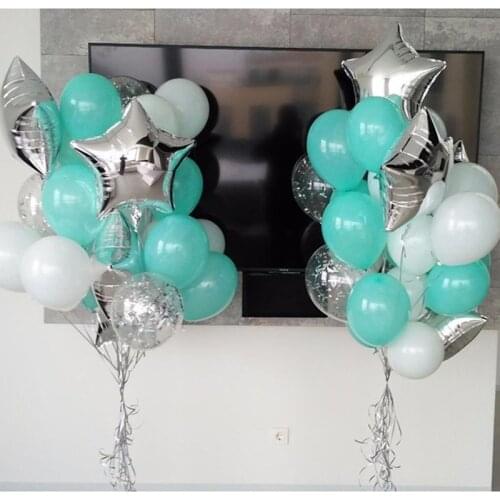 14pcs 18inch heart star foil balloon gold silver confetti balloon 10inch mint pink latex balloon wedding decoration birthday bal