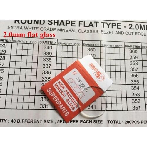 High Precision 2.0mm Watch Crystal Flat Round Mineral Glass 16.1~40mm Size