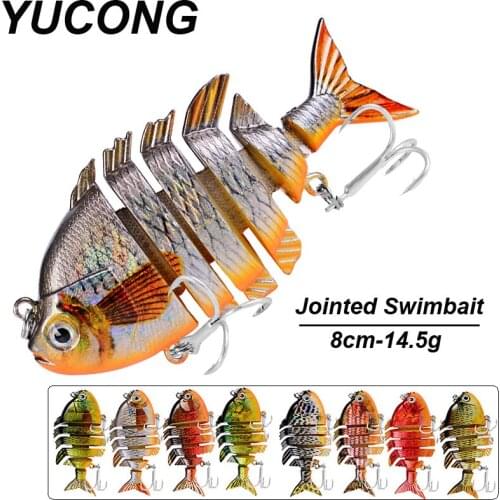 YUCONG 3Pcs/lot Fishing Lures 8cm-10cm Artificial Pike Wobblers 6 Segments Jointed Hard Baits Sinking Crank Swimbaits Pesca Isca