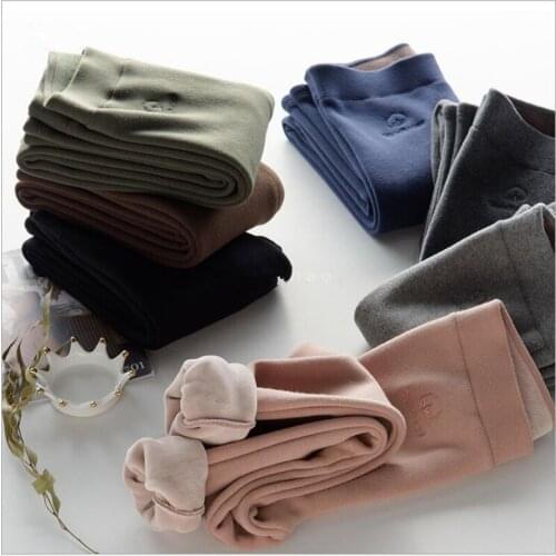 Embroidery Fleece Leggings Women Winter Plus Velvet Legging Cotton Pants High Waist Stretch Leggins Warm Winter Leggings Z265