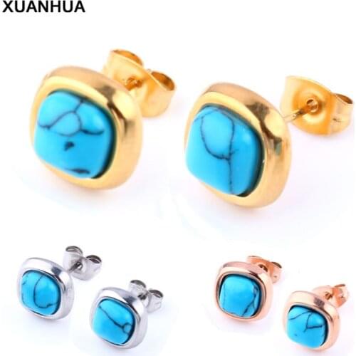 XUANHUA Wholesale Stainless Steel Square Earings Fashion Jewelry Stud Earrings For Women Jewelry Gifts For Women Earrings 2019