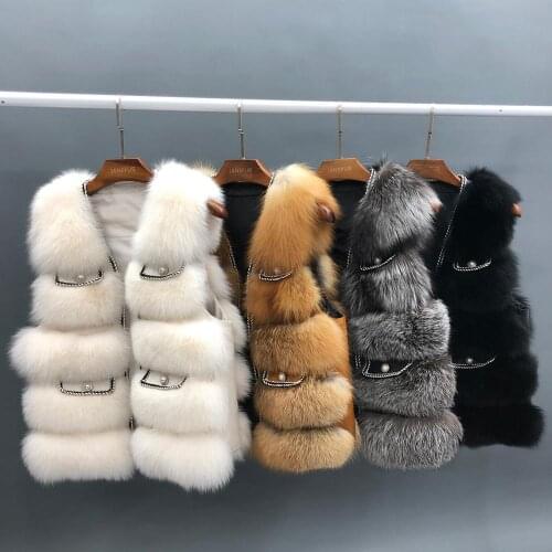 Natural Fox Fur Vest Sleeveless Elegant Luxury Jackets High Quality Women Gilet Winter Outerwear