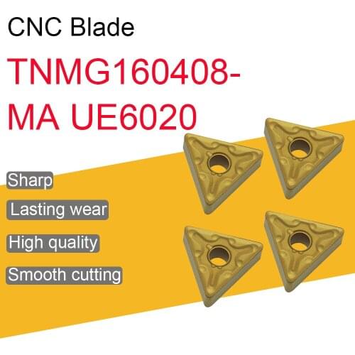 10PCS TNMG160408-MA UE6020 Carbide Inserts High Quality TNMG16 Blade CNC Lathe Tool Cutting Machine External Turning Insert