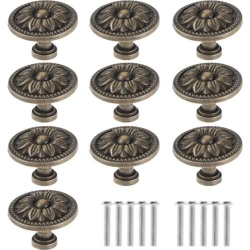 10PCS,Vintage Antique Vintage Handle with Patterned Round Knobs, Used for Furniture, Kitchen Doors and Cupboards