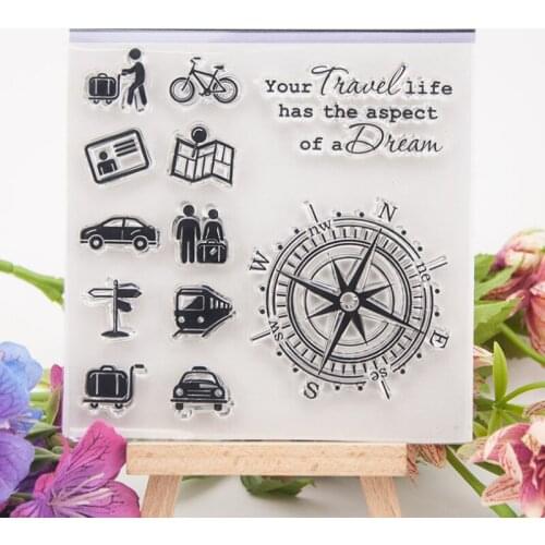 2 Sheets Travel Dragonfly Silicone Clear Seal Stamp DIY Scrapbook Diary Coloring Embossing Album Decor Rubber Handmade Reusable