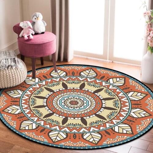 200cm American Country Ethnic Style Orange Flower Living Room Bedroom Hanging Basket Chair Non-slip Round Mat Carpet