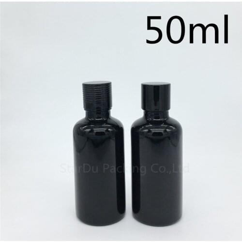 240pcs 50ML Black Bottle Serum container 50cc Vial Essential Oil Bottle with black screw cap Perfume glass bottles