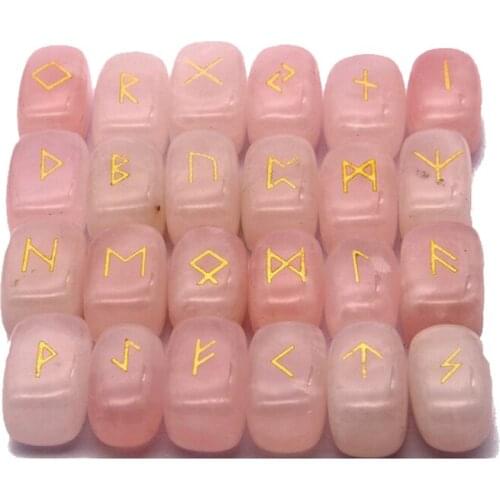 25Pcs/Set Rune Stones Spiritual Stones Meditation Runic Alphabet Accessories Natural Runestones Meditation Divination Stones