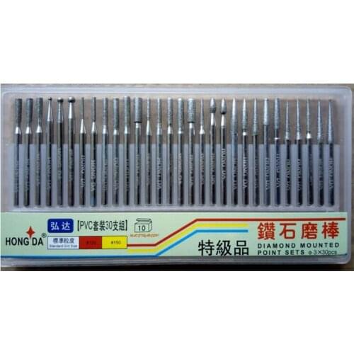 30pcs/Set Diamond Rotary Tool Drill Bit Engraving Parts 3mm Shank Grinding Needles dropship