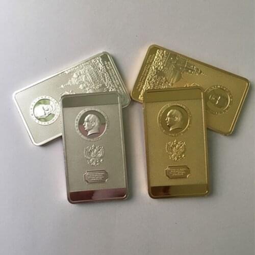 4 pcs The Putin coin president of Russia badge Putin Moscow kremlin silver 24K real gold plated Russian souvenir bar coin
