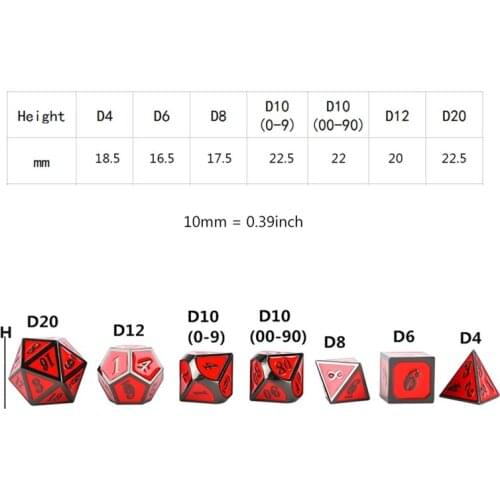7pcs/set Metal Dice Set RPG MTG DND Metal Polyhedral Dice Role Playing Games E56D