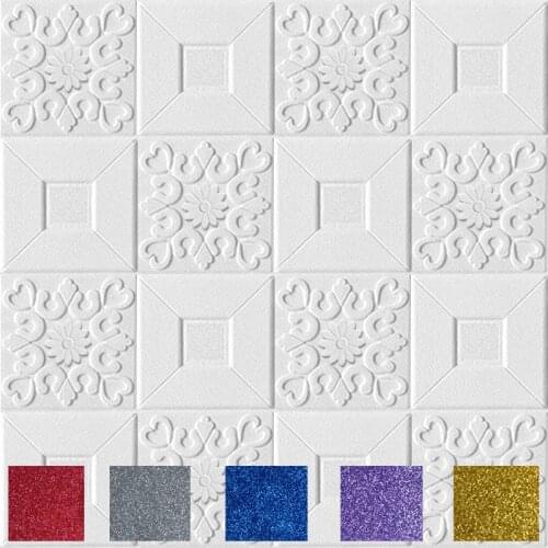 70*70 3D Wall Stickers Stereo Soft PE Foam Panel Room Ceiling Background Decor Wallpaper Self-sealing Waterproof