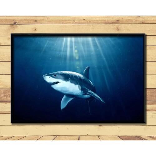 Shark Huge Strong Marine Animal (13) Wall Posters Prints Silk Art Painting For Home Wall Bedroom Decor