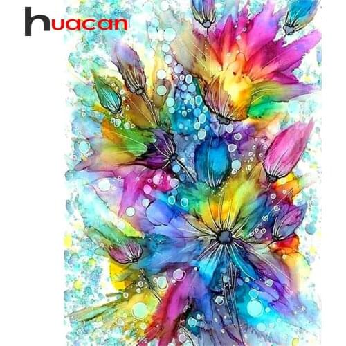 Huacan 5d DIY Diamond Painting New Square Rhinestones Abstract Diamond Embroidery Cross Stitch Mosaic Flower Decoration For Home