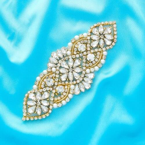 Trims Applique DIY Sewing Sash Beaded Rhinestone Accessories Iron On Wedding Dresses Belt Rhinestone Crystal Bridal S107