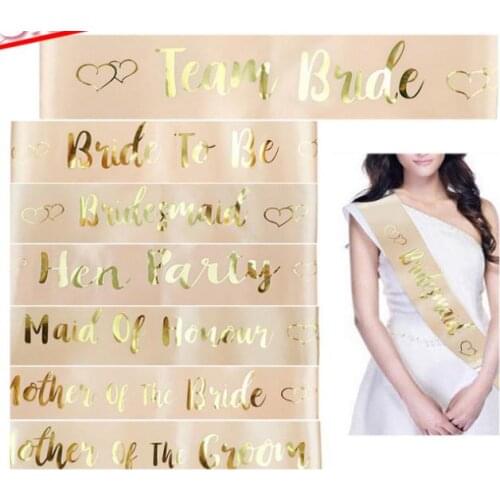 Hen Party Bride to be Bridesmaid Champagne Color Wedding Sashes Streamers Bachelorette Party Decor for Bride Bridal Shower Gift