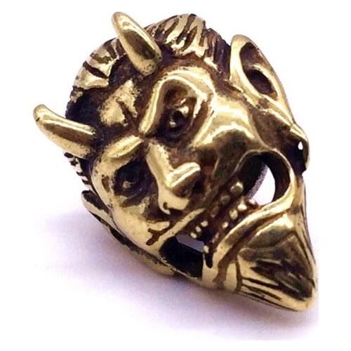 DIY Knife Beads Pure Copper Accessories Brass Horn Ghost Surface Decoration Buckle EDC Multi Tools Brass Pendant Knife Pendant